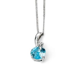 9ct White Gold Diamond And Blue Topaz Twist Pendant 